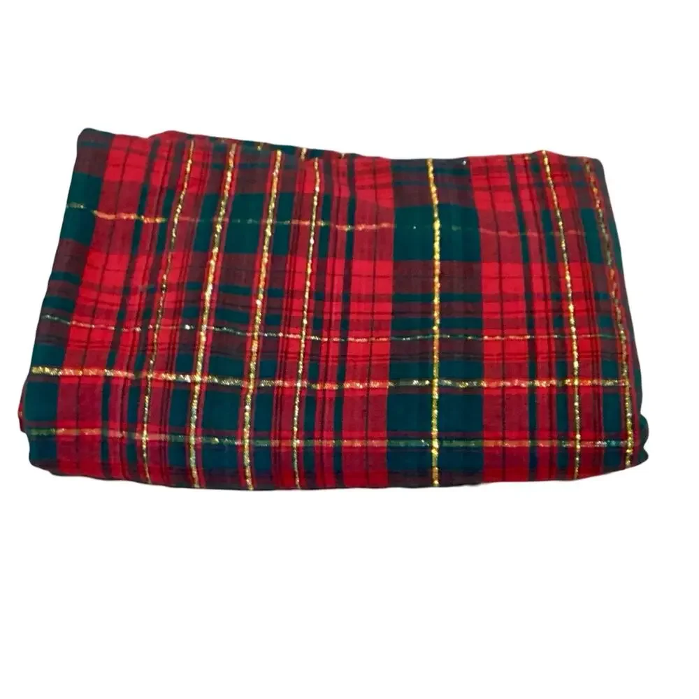 Green and Red Plaid Tablecloth